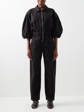 Sea New York Sia Puff-Sleeve Cotton Jumpsuit